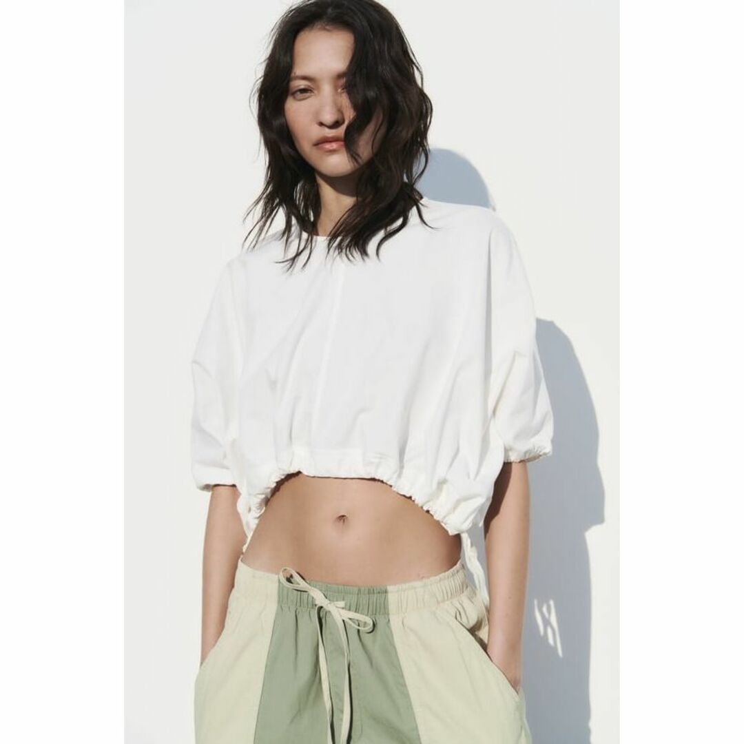 ZARA(ザラ)の25 ZARA タイ ギャザートップス XS レディースのトップス(カットソー(半袖/袖なし))の商品写真