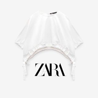 ザラ(ZARA)の25 ZARA タイ ギャザートップス XS(カットソー(半袖/袖なし))