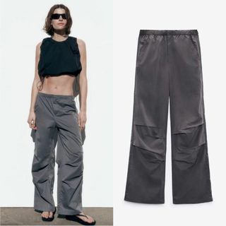 ザラ(ZARA)の25 ZARA FULL-LENGTH ナイロンブレンドパンツ S(カジュアルパンツ)