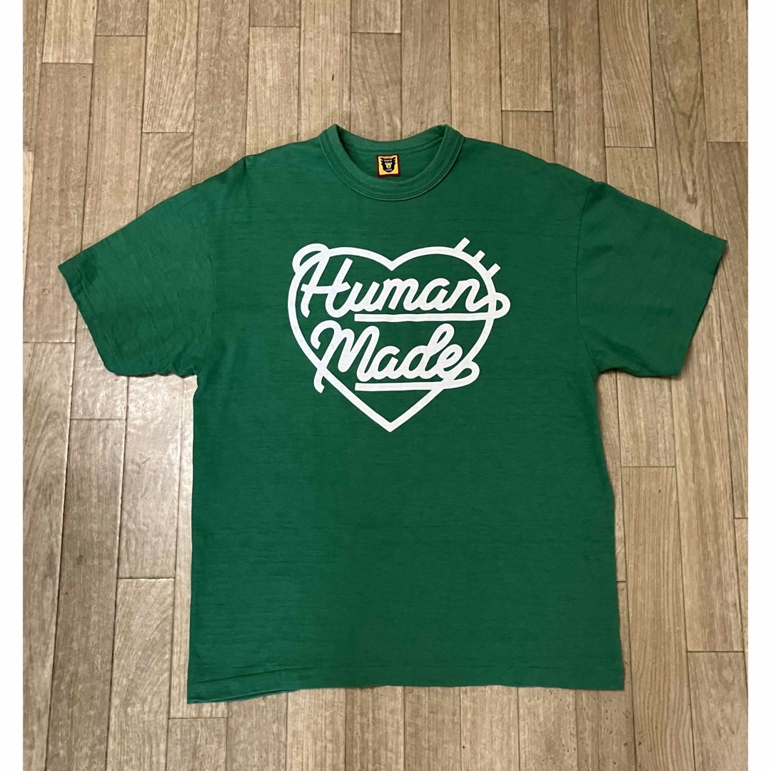 HUMAN MADE(ヒューマンメイド)の今期　ヒューマンメイド　GREEN tシャツ Ｌsize メンズのトップス(Tシャツ/カットソー(半袖/袖なし))の商品写真