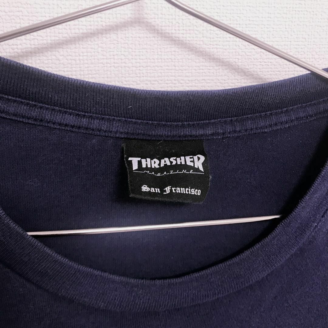 THRASHER(スラッシャー)の【古着】THRASHER スラッシャー ロンT 長袖 ネイビー 紺 L メンズのトップス(Tシャツ/カットソー(七分/長袖))の商品写真