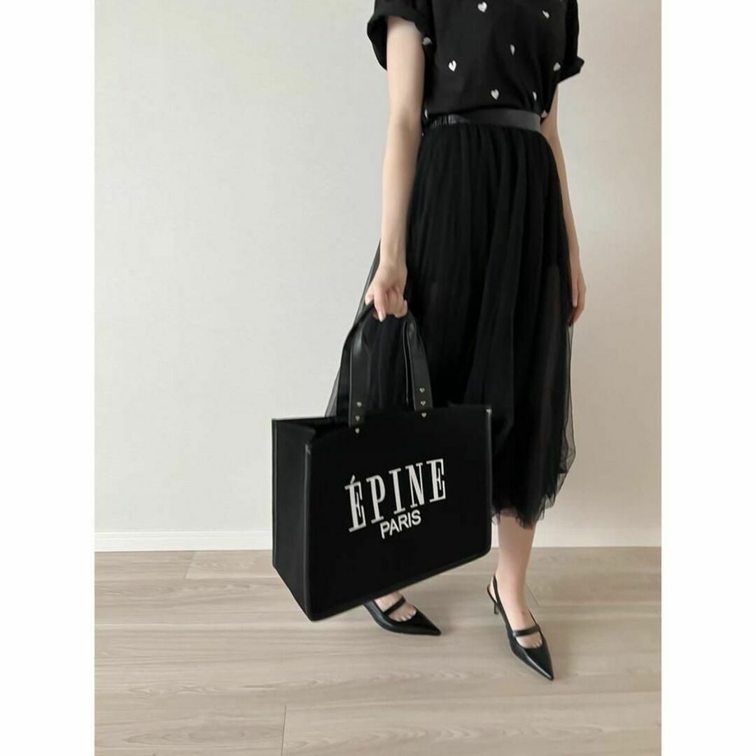 ÉPINE PARIS piping heart studs bag black