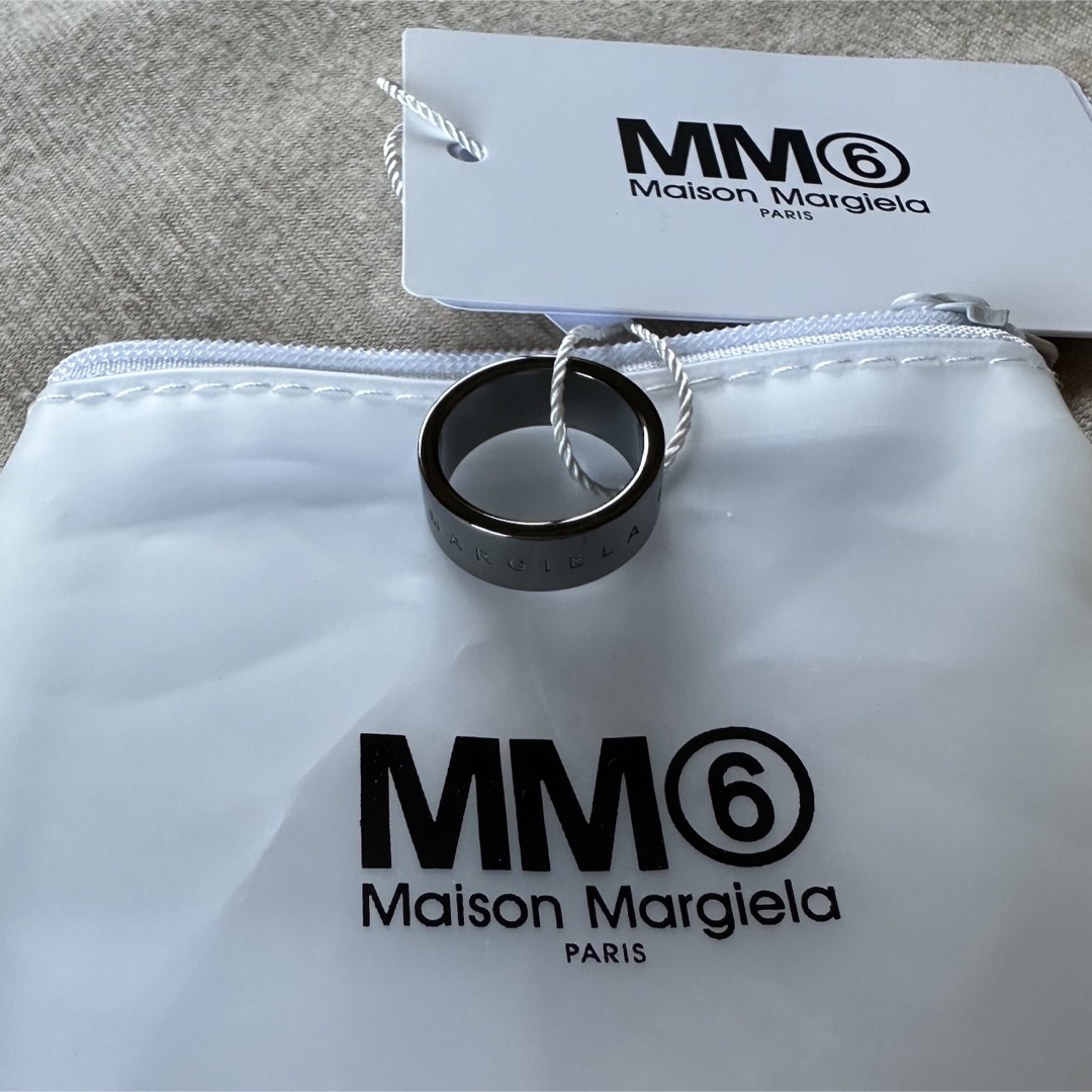 3新品 メゾン マルジェラ MM6 ブランドロゴ リング ダークシルバー 指輪