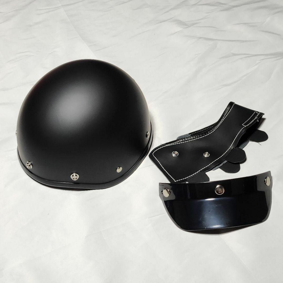 ポリスヘルメット　マットブラック　キャップ型　半帽　　半ヘル 自動車/バイクのバイク(ヘルメット/シールド)の商品写真