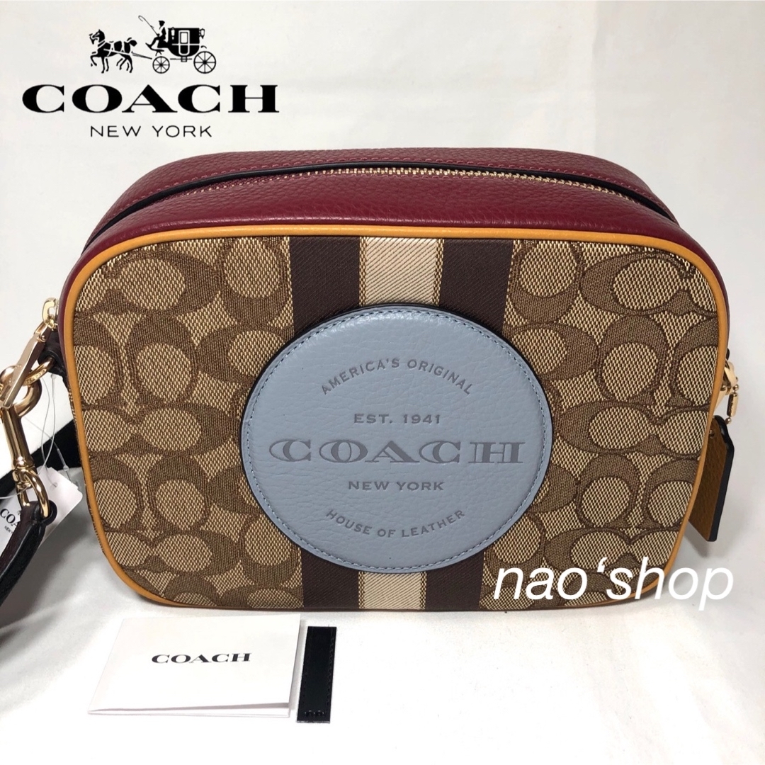 【新品】COACH ショルダーバッグ ストライプ パッチ カーキコーチ