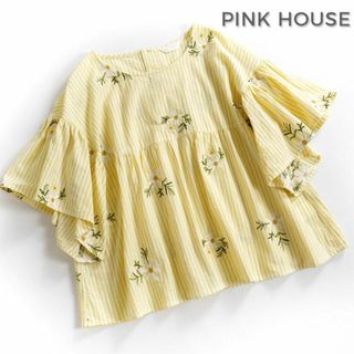 ピンクハウス(PINK HOUSE)の137*美品 ピンクハウス PINKHOUSE フラワー 刺繍 ブラウス.(シャツ/ブラウス(半袖/袖なし))