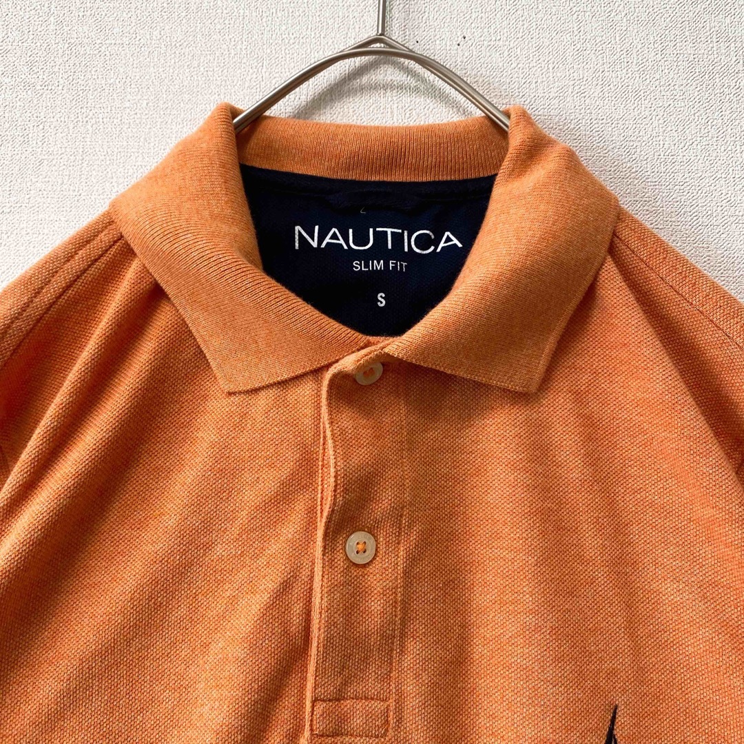 NAUTICA(ノーティカ)のノーティカ　半袖ポロシャツ　ラガー　無地　刺繍ロゴ　男女兼用　オレンジ色　S メンズのトップス(ポロシャツ)の商品写真
