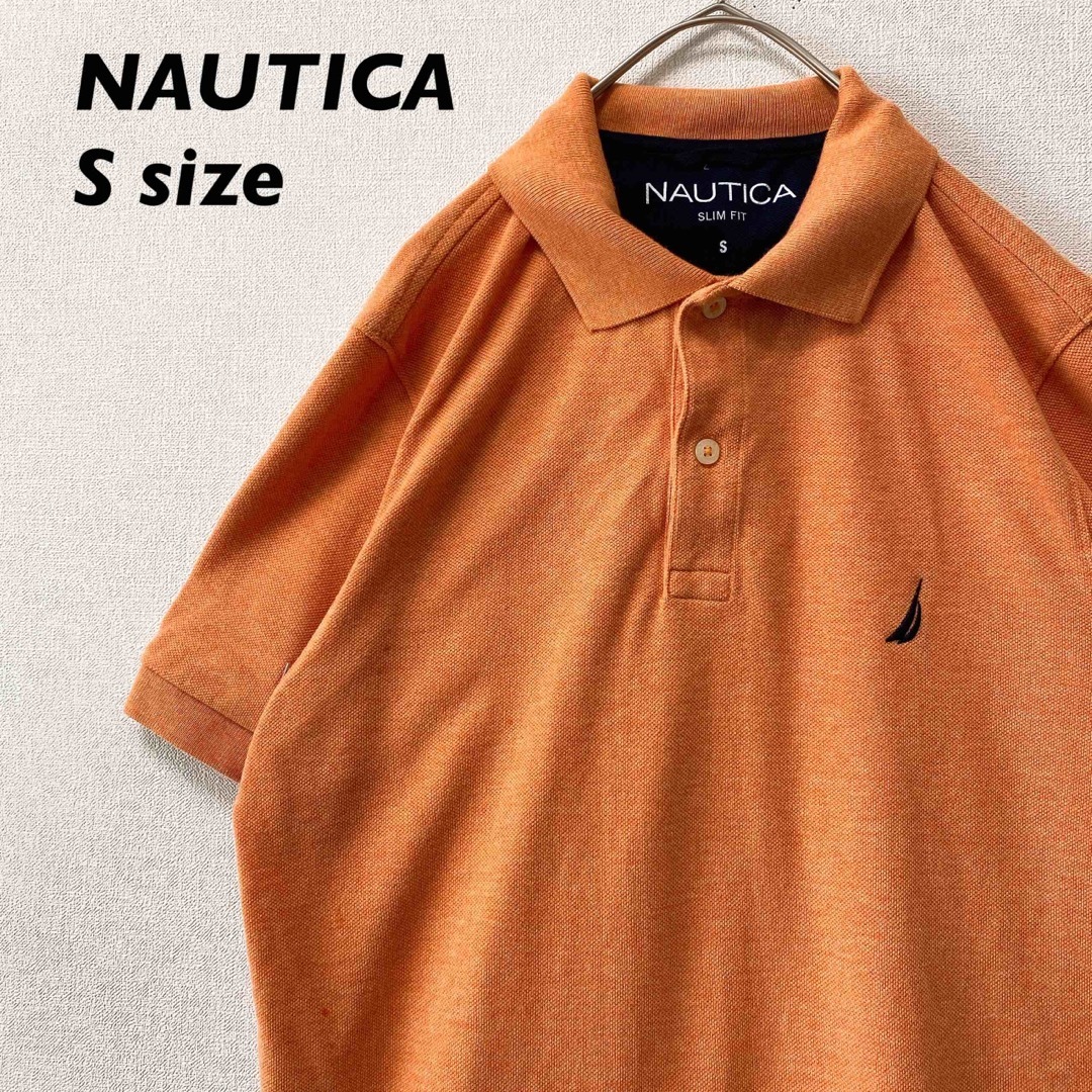 NAUTICA(ノーティカ)のノーティカ　半袖ポロシャツ　ラガー　無地　刺繍ロゴ　男女兼用　オレンジ色　S メンズのトップス(ポロシャツ)の商品写真