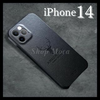 19　iPhone14ケース　ブラック　レザー　韓国(iPhoneケース)