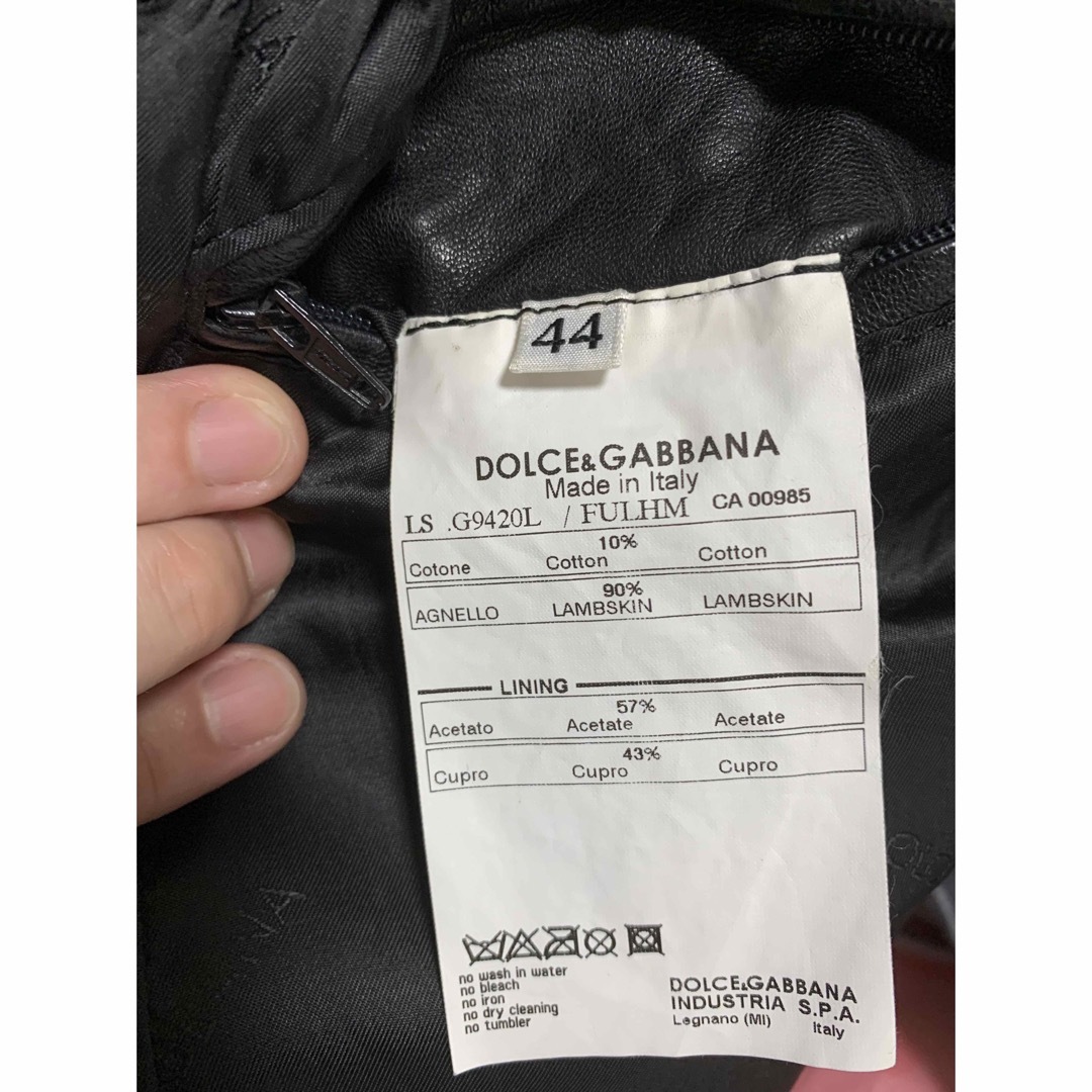 DOLCE&GABBANA(ドルチェアンドガッバーナ)のドルチェ&ガッバーナ　レザージャケット　44 黒　ブラック メンズのジャケット/アウター(レザージャケット)の商品写真