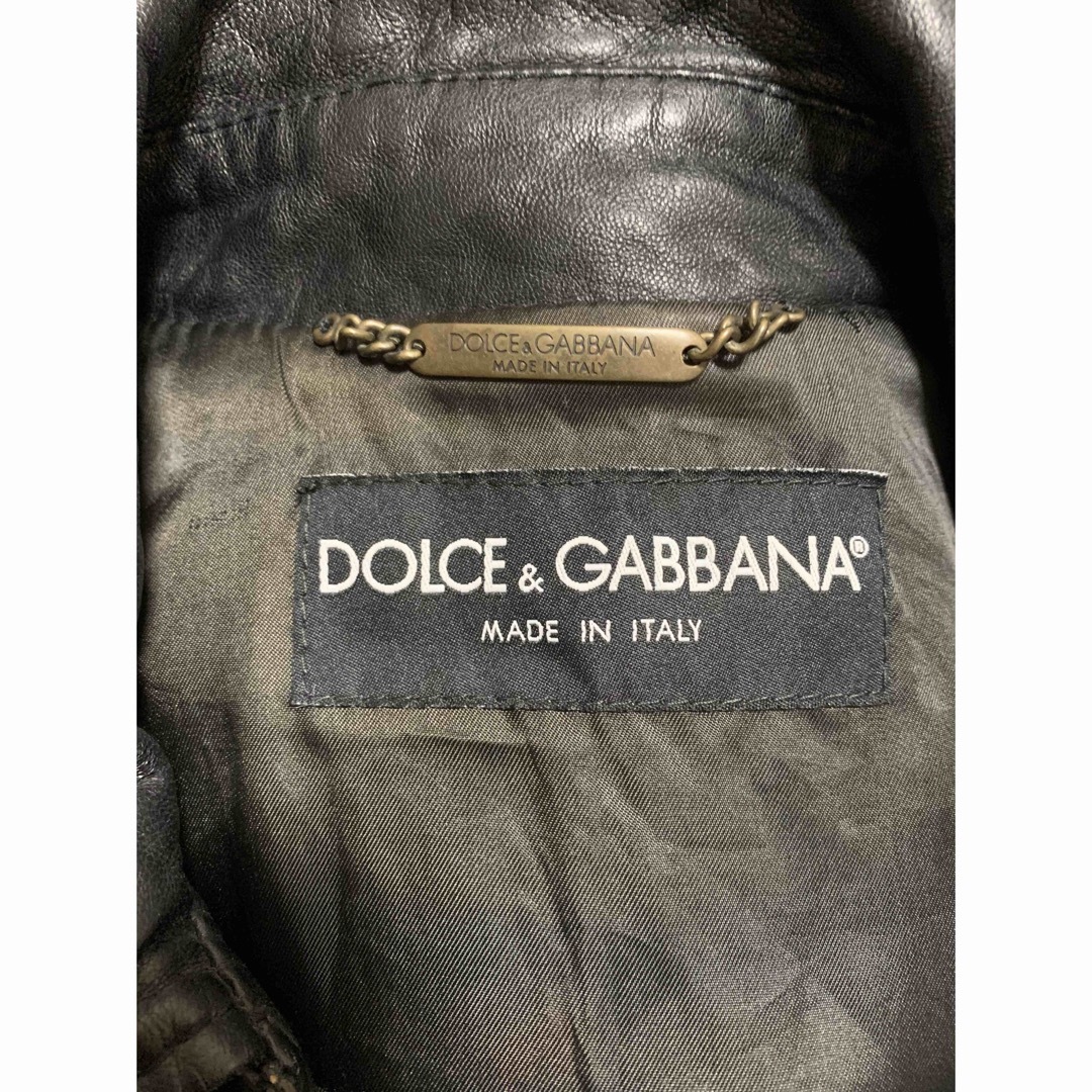 DOLCE&GABBANA(ドルチェアンドガッバーナ)のドルチェ&ガッバーナ　レザージャケット　44 黒　ブラック メンズのジャケット/アウター(レザージャケット)の商品写真