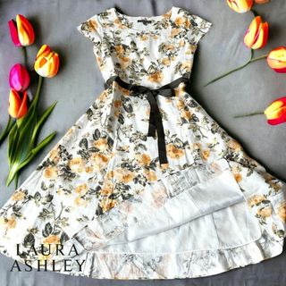 ローラアシュレイ(LAURA ASHLEY)の美品 ローラアシュレイ Laura Ashley フレアーワンピース size9(ひざ丈ワンピース)