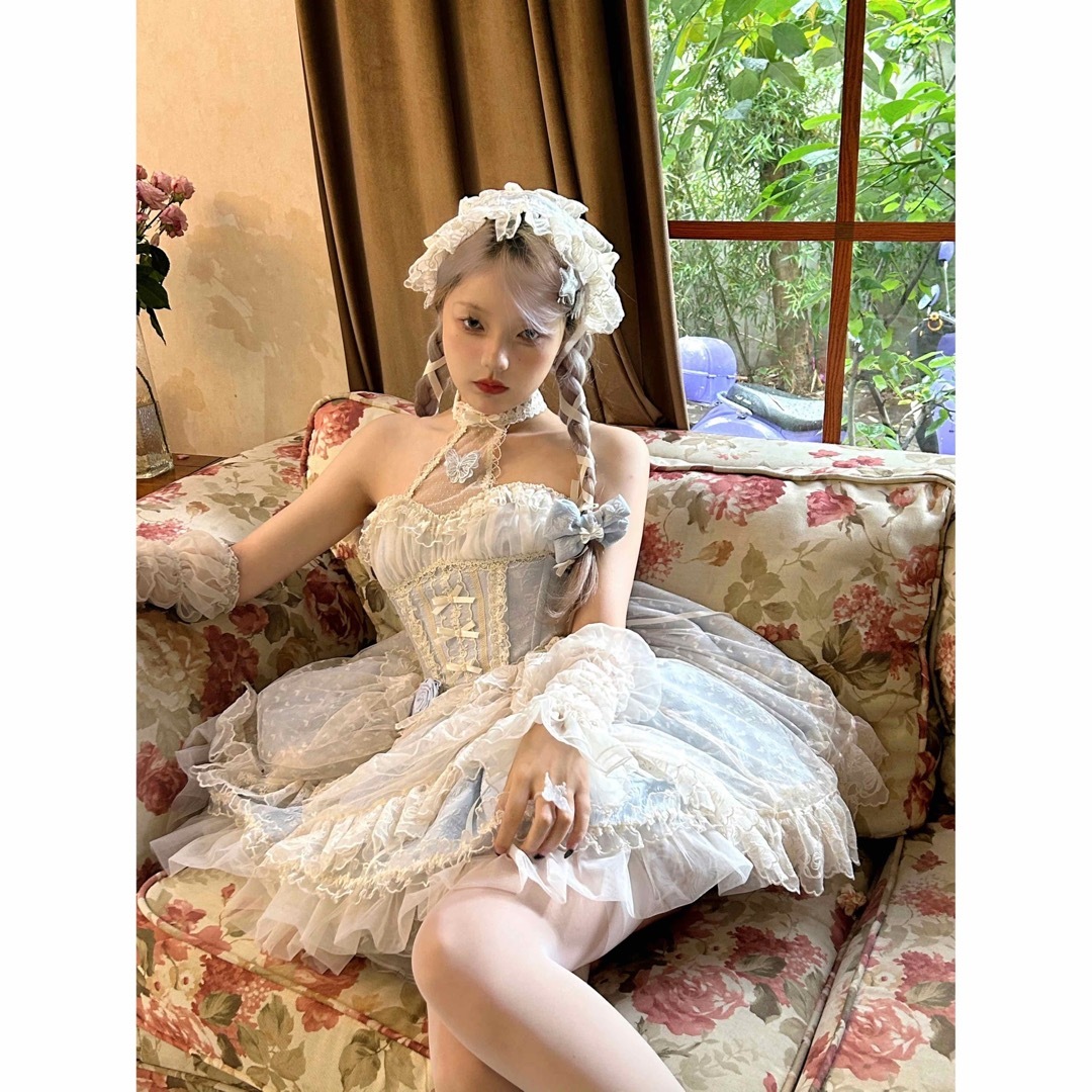 舞曲 JSK3点セット☆水色 甘ロリ しゅくれどーる ロリィタ ロリータ-