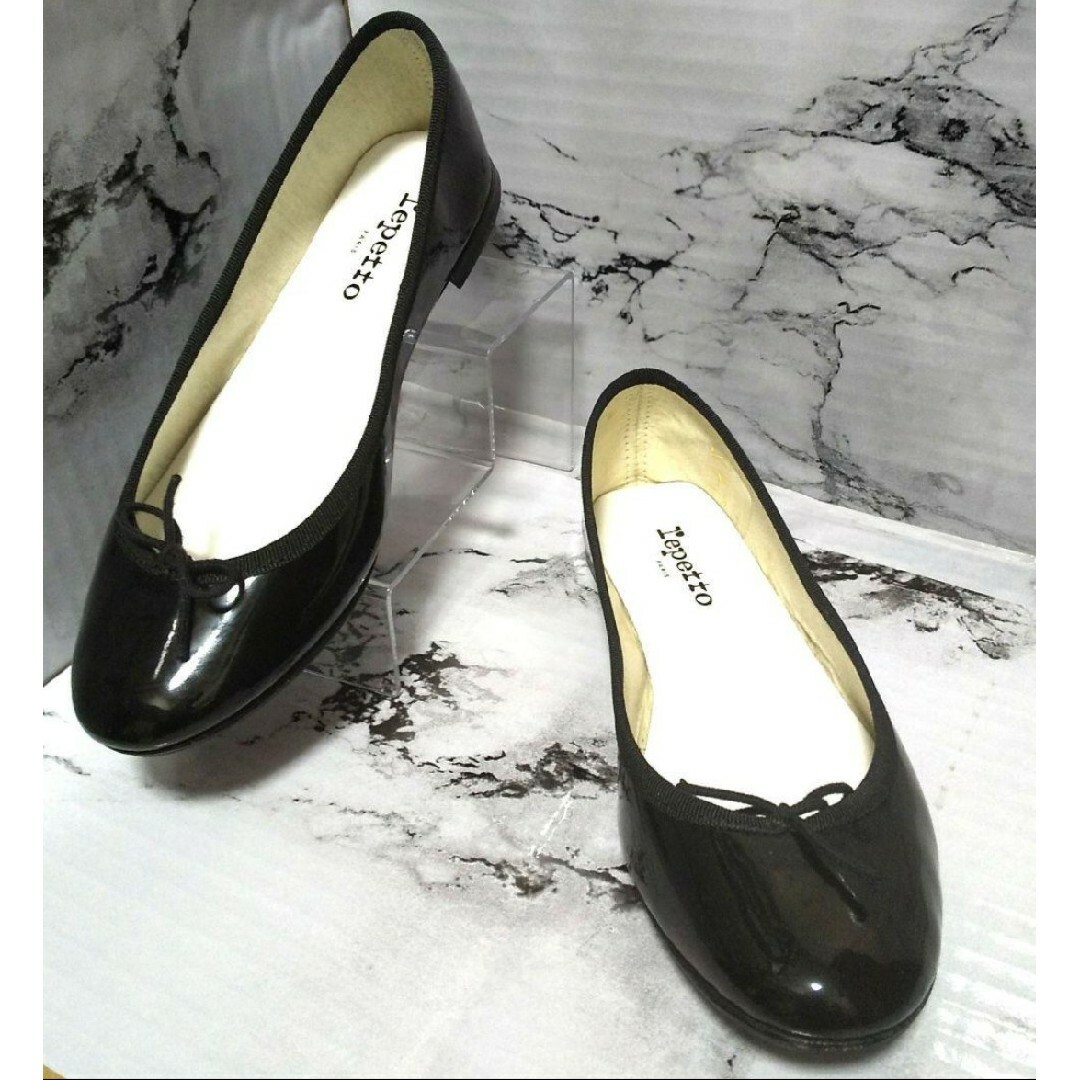 新品】repetto フラットシューズ エナメル 24㎝ ブラック-