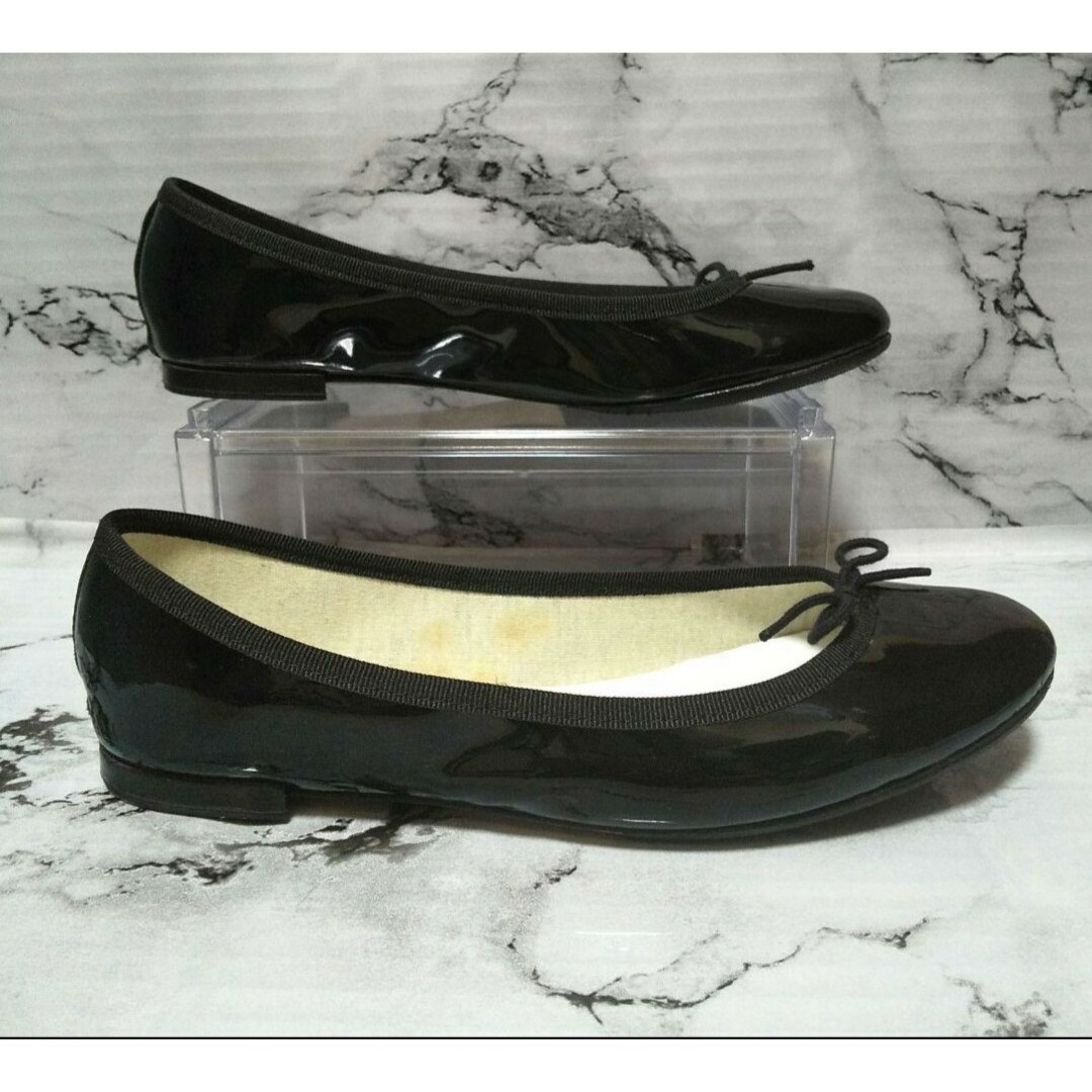 新品】repetto フラットシューズ エナメル 24㎝ ブラック-