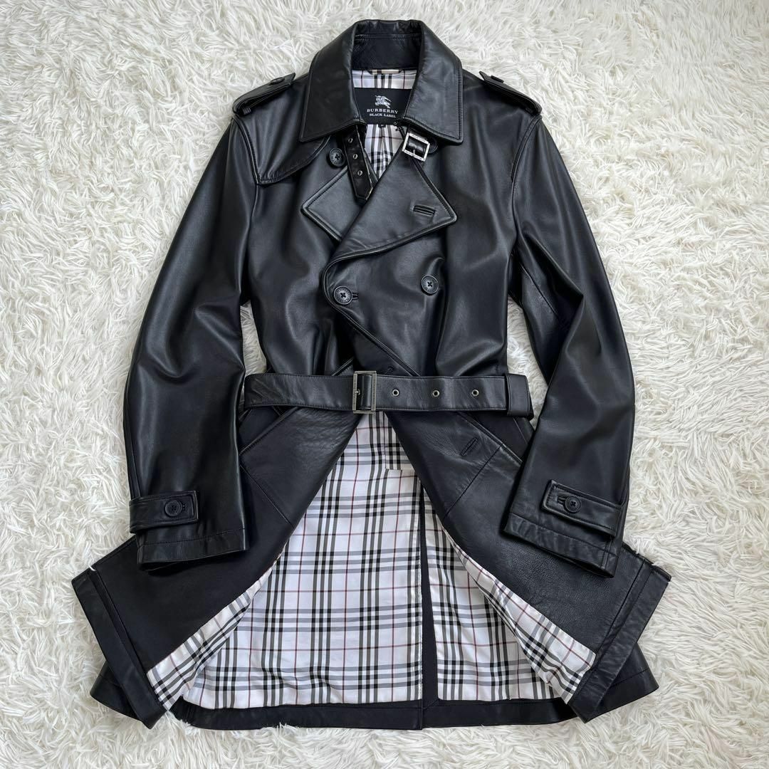 ○美品 BURBERRY BLACK LABEL コート トレンチコート L 黒-