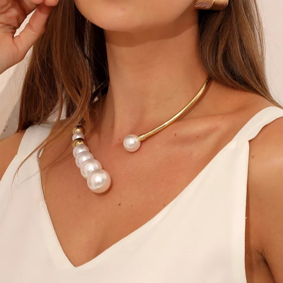 ZARA - パール付きゴールドワープネックレスの通販 by 𝓨𝙘𝙝𝙖𝙣