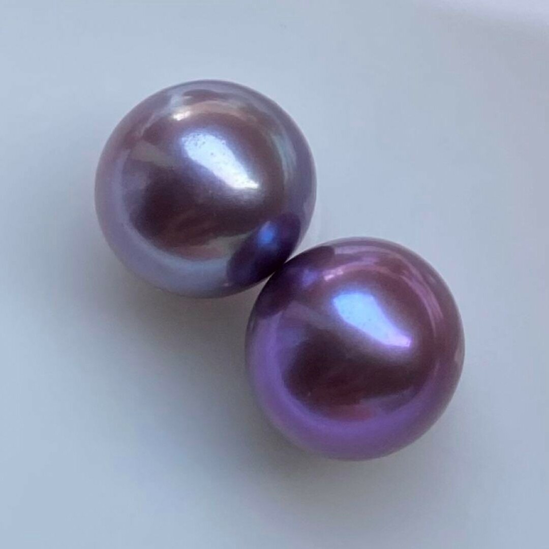 本真珠　淡水エジソンパールペアルース　紫系P245