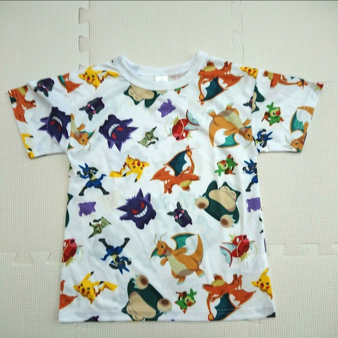 ポケモン(ポケモン)の130 ポケモン 半袖Tシャツ メッシュ 総柄 ルカリオ ピカチュウ ミミッキュ キッズ/ベビー/マタニティのキッズ服男の子用(90cm~)(Tシャツ/カットソー)の商品写真