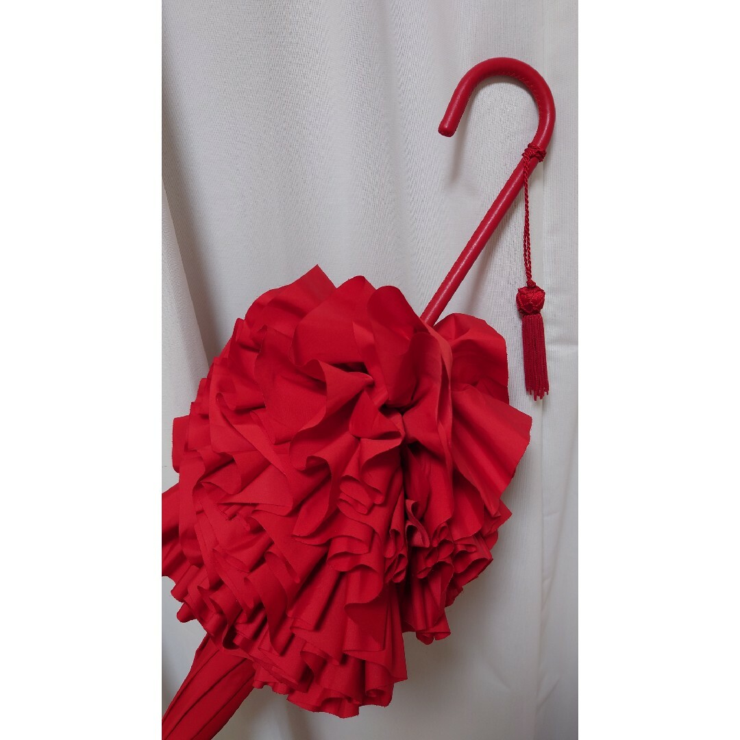 FOX UMBRELLAS(フォックスアンブレラズ)のFOX UMBRELLAS フリル長傘 赤 レディースのファッション小物(傘)の商品写真