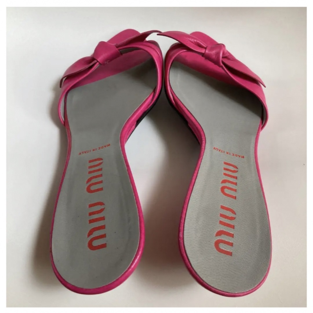 miumiu(ミュウミュウ)の★miumiu★ミュウミュウ ピンク リボン ミュール サンダル シューズ 靴 レディースの靴/シューズ(ミュール)の商品写真