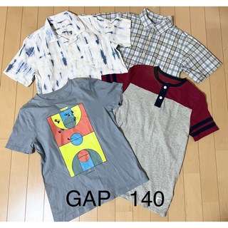 ギャップキッズ(GAP Kids)のGAP  半袖　カッターシャツ　Tシャツ　チェック　140   4枚　まとめ売り(Tシャツ/カットソー)