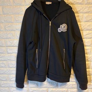 モンクレール(MONCLER)のモンクレールパーカー　ジップアップ　ダブルワッペン　 Lサイズ(パーカー)