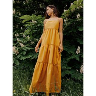 ザラ(ZARA)のZARA ポプリン地ミディ丈ワンピース(ロングワンピース/マキシワンピース)