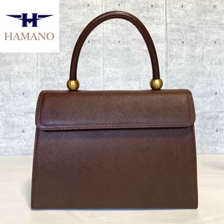 ロイヤルブランド専用品HAMANO 濱野皮革工藝 レザー ターンロックゴールド金具ハンドバッグ