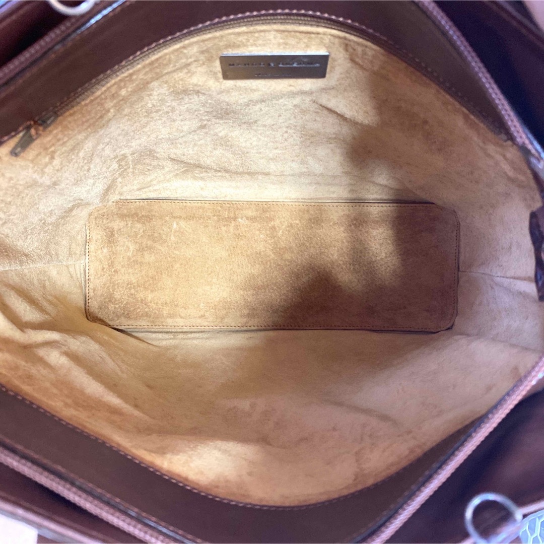 美品】MAURO GOVERNA マットクロコ ブラウン 2WAYハンドバッグの通販