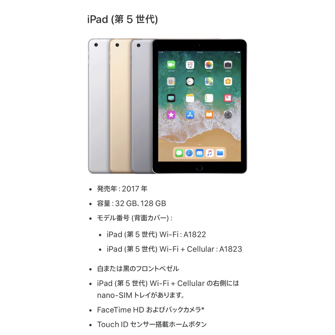 iPad 第5世代 9.7インチ 32GB wi-fi専用機 - www.sorbillomenu.com