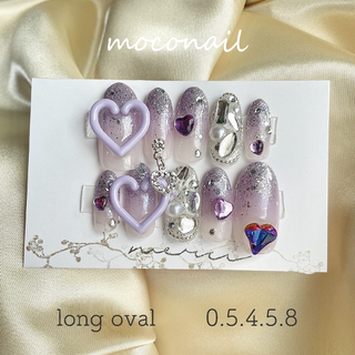 【現品販売】オリジナルデザインネイルチップ 推しネイル 紫ネイル(つけ爪/ネイルチップ)