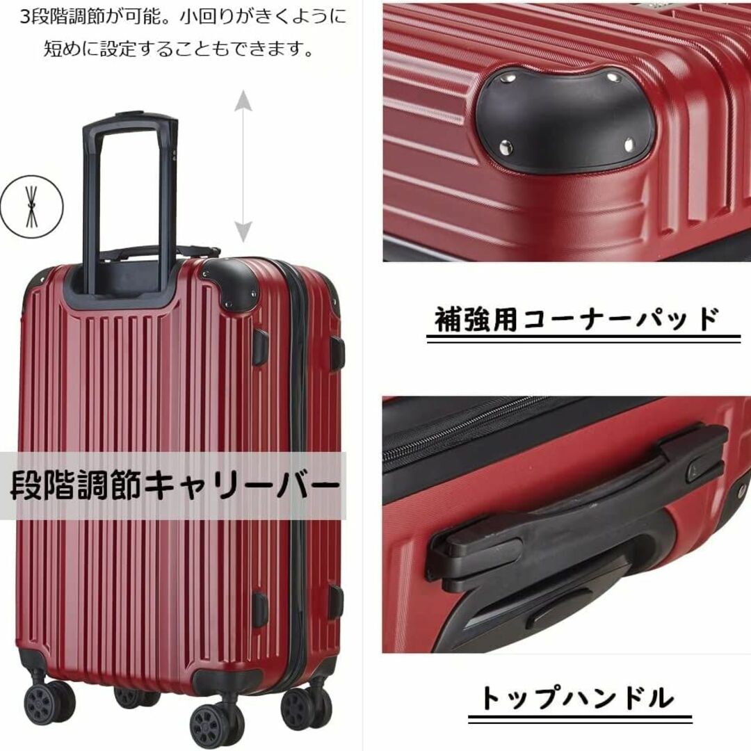 色: レッド】[REGESY] スーツケース ファスナー 軽量