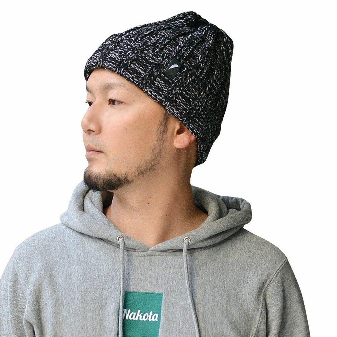 【色: メランジブラック】ナコタ オリジナル ローゲージ メランジ ニット帽 ニ