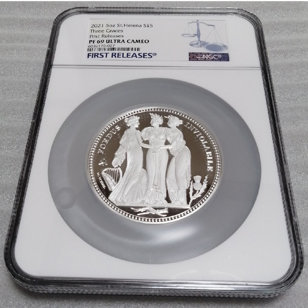 5オンス セントヘレナ 2021 スリーグレイセス 銀貨 NGC PF69貨幣