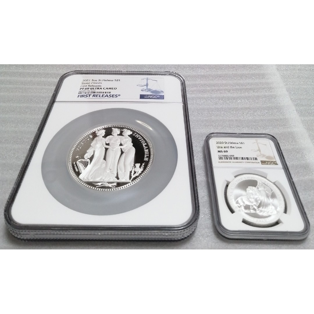 5オンス セントヘレナ 2021 スリーグレイセス 銀貨 NGC PF69 | www