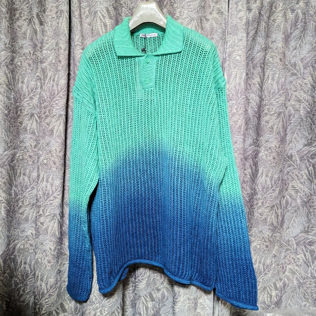 ZARA - ZARAグラデーションニットポロシャツの通販 by Mino's shop|ザラなら