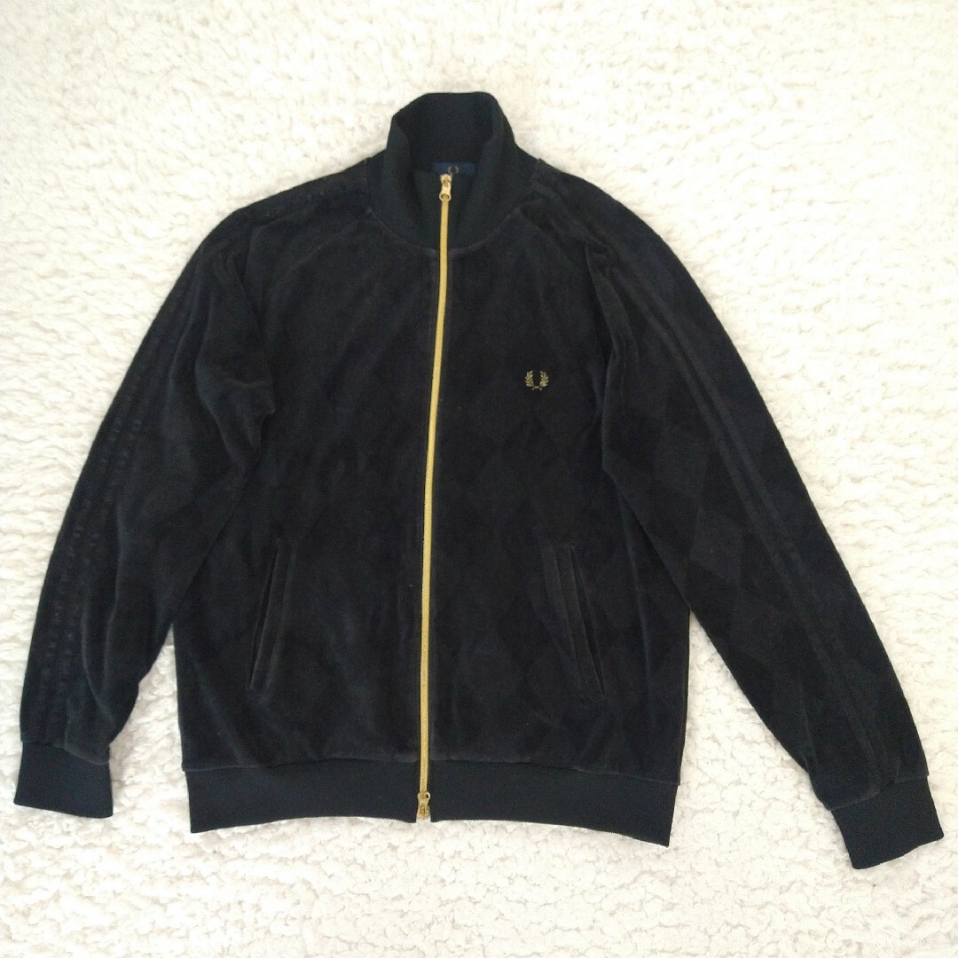 FRED PERRY ベロア トラックジャケット ジャージ アーガイル 黒-