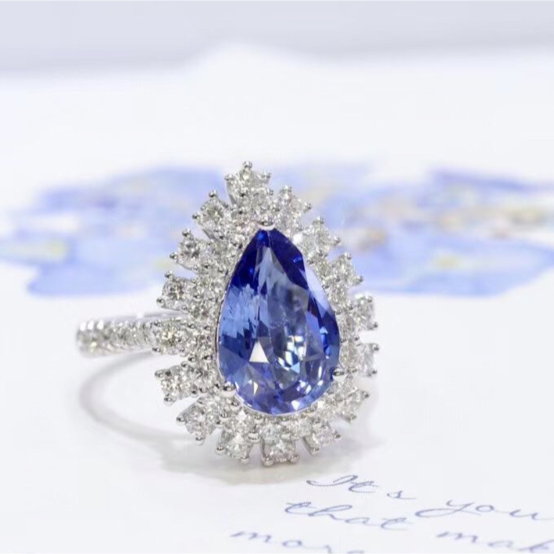天然 ロイヤルブルーサファイア ダイヤ リング2.74ct k18 f