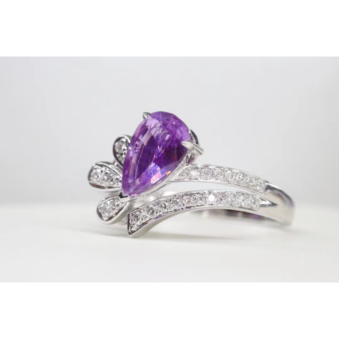 天然 パープル サファイア ダイヤ ペンダントトップ1.56ct k18 ¥