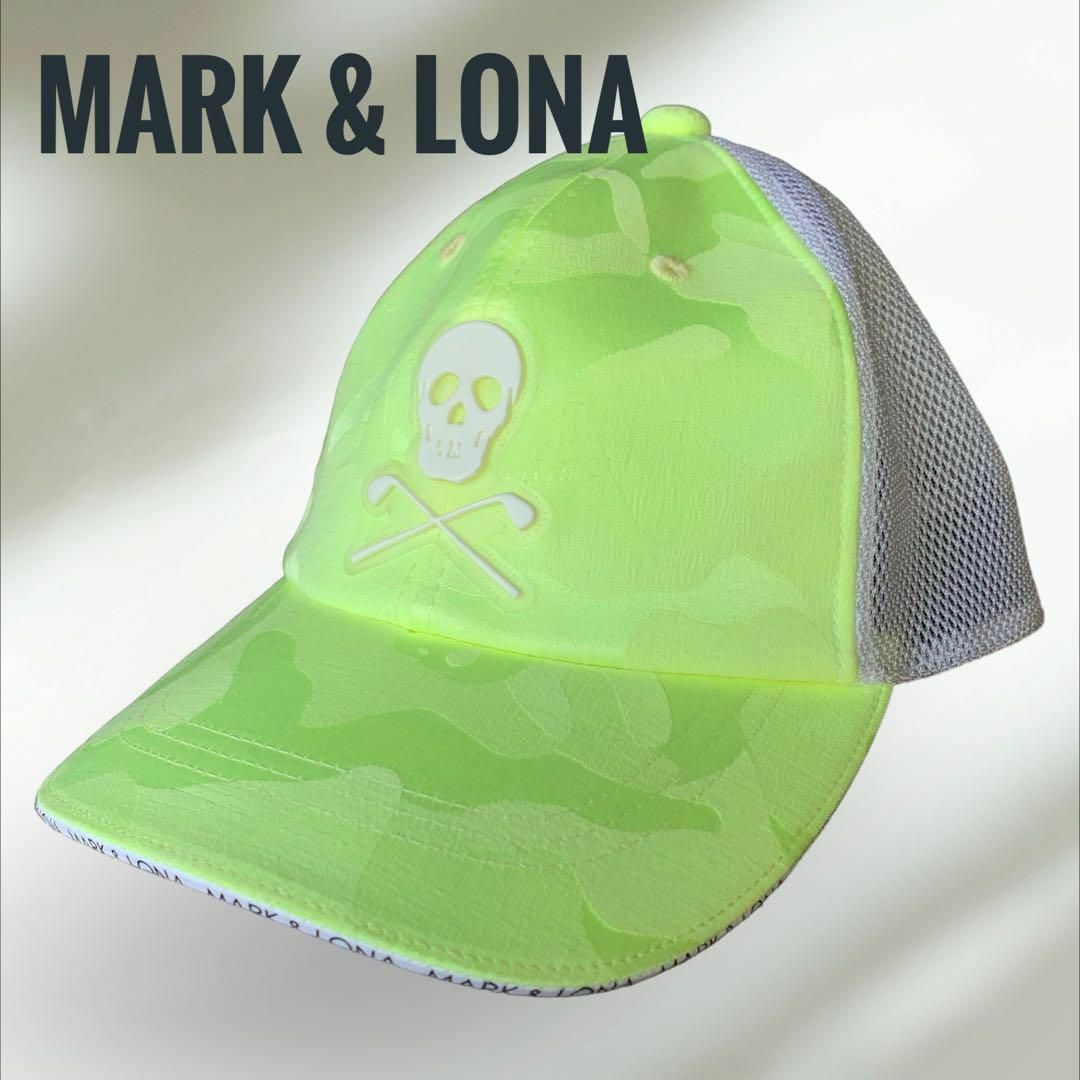 【極美品】MARK & LONA キャップ 蛍光イエロー スカルプ 骸骨 派手