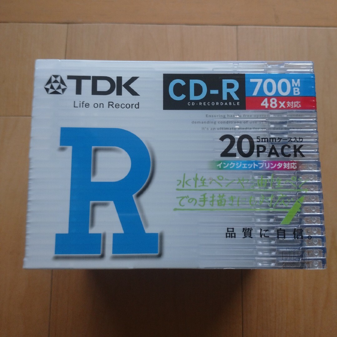 TDK(ティーディーケイ)の【未開封】TDK  CD-R  20枚 スマホ/家電/カメラのPC/タブレット(PC周辺機器)の商品写真