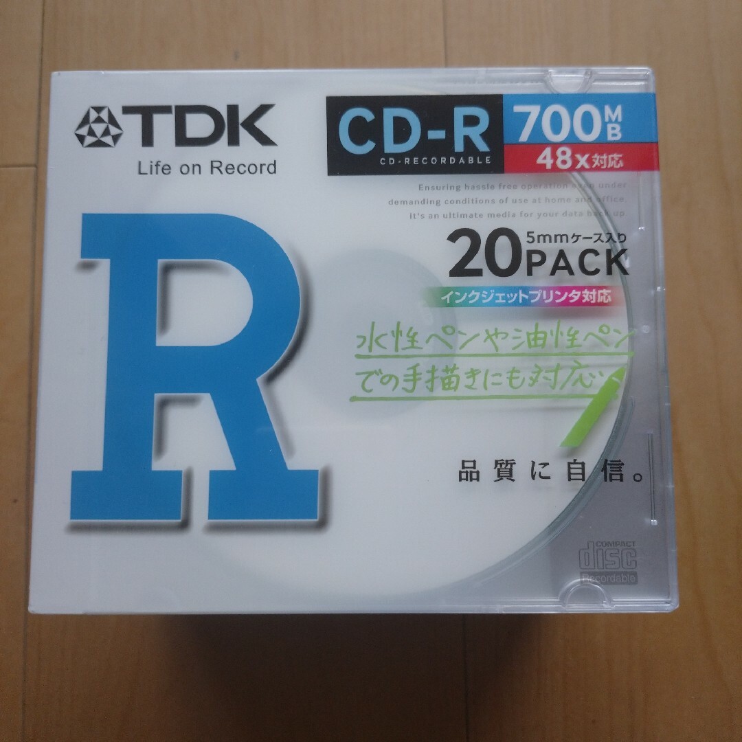 TDK(ティーディーケイ)の【未開封】TDK  CD-R  20枚 スマホ/家電/カメラのPC/タブレット(PC周辺機器)の商品写真