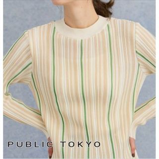 PUBLIC TOKYO ピンタックストライプニット パブリックトウキョウ