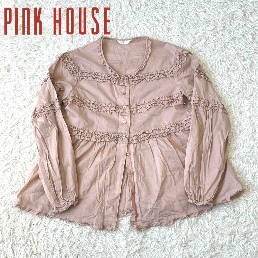 PINK HOUSE(ピンクハウス)のPINKHOUSE ピンクハウス　ピンク　フリル　ブラウス　シャツ　フリフリ. レディースのトップス(シャツ/ブラウス(長袖/七分))の商品写真