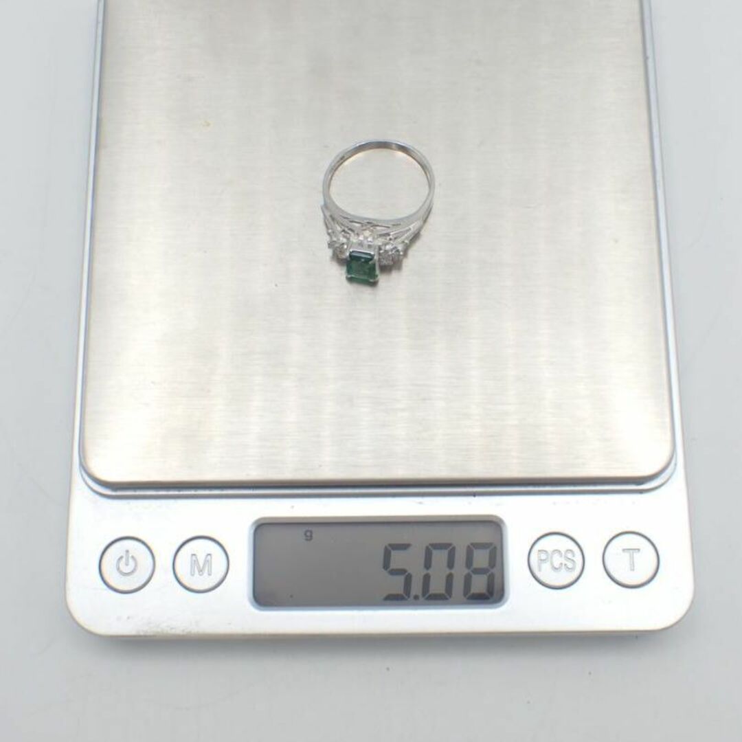 美品☆エメラルド 0.83ct ダイヤモンド プラチナ リング 8