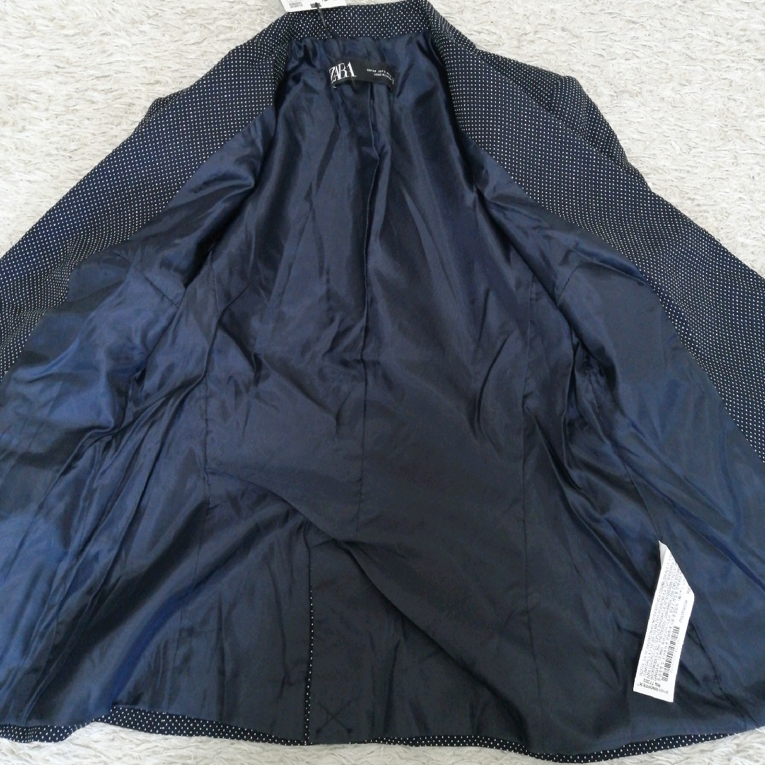 ほぼ未使用 洗える 【ZARA】ザラ セットアップパンツスーツ ドット ネイビー