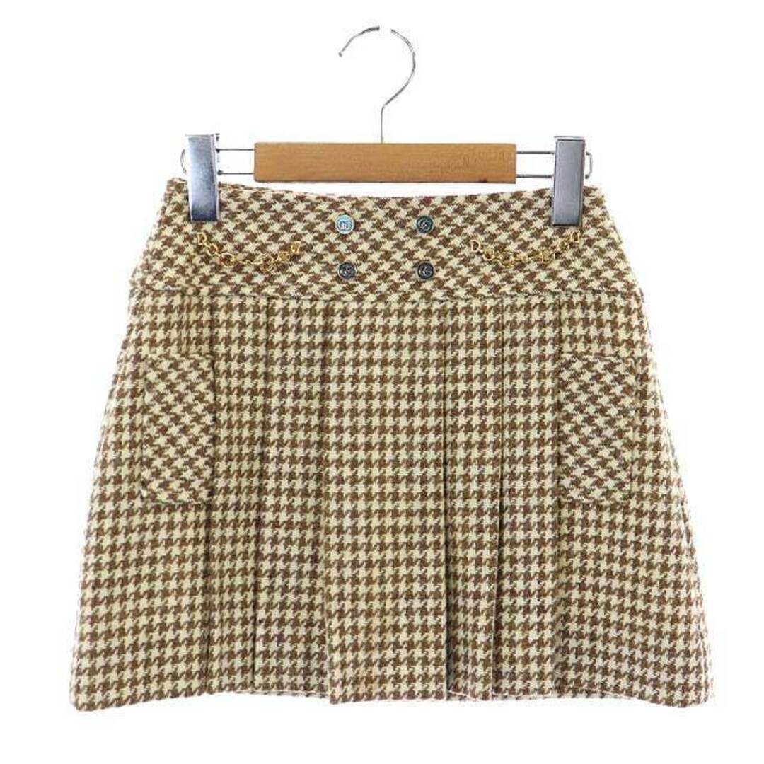 Gucci - GUCCI GGマーモント 千鳥格子 ミニスカート 36 茶 633226の