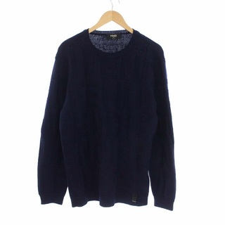 フェンディ(FENDI)のフェンディ Repeat Logo Knit Sweater 52 XL 紺(ニット/セーター)