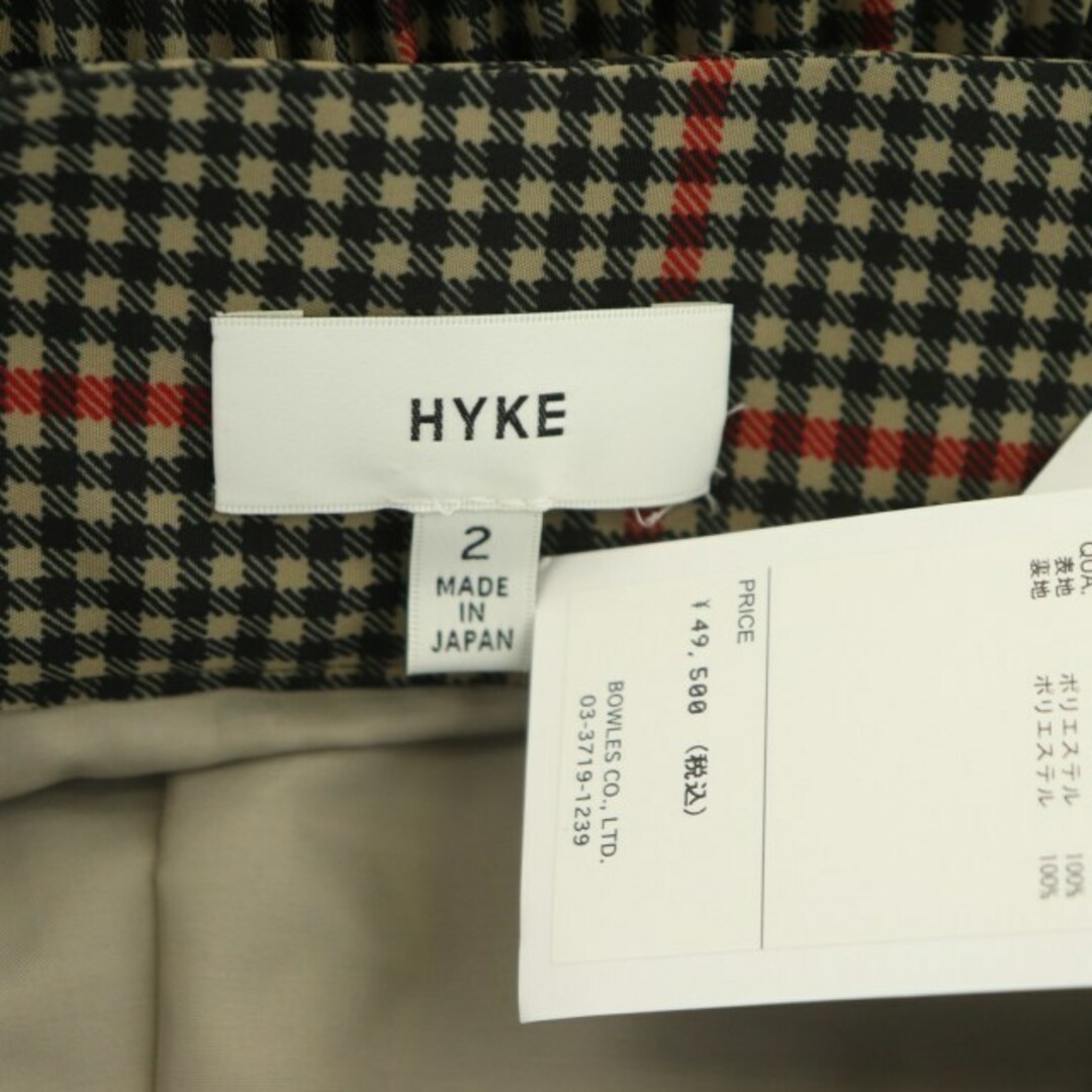 HYKE(ハイク)のハイク 21AW チェック プリーツ アシンメトリースカート 2 モカ 黒 赤 レディースのスカート(ロングスカート)の商品写真